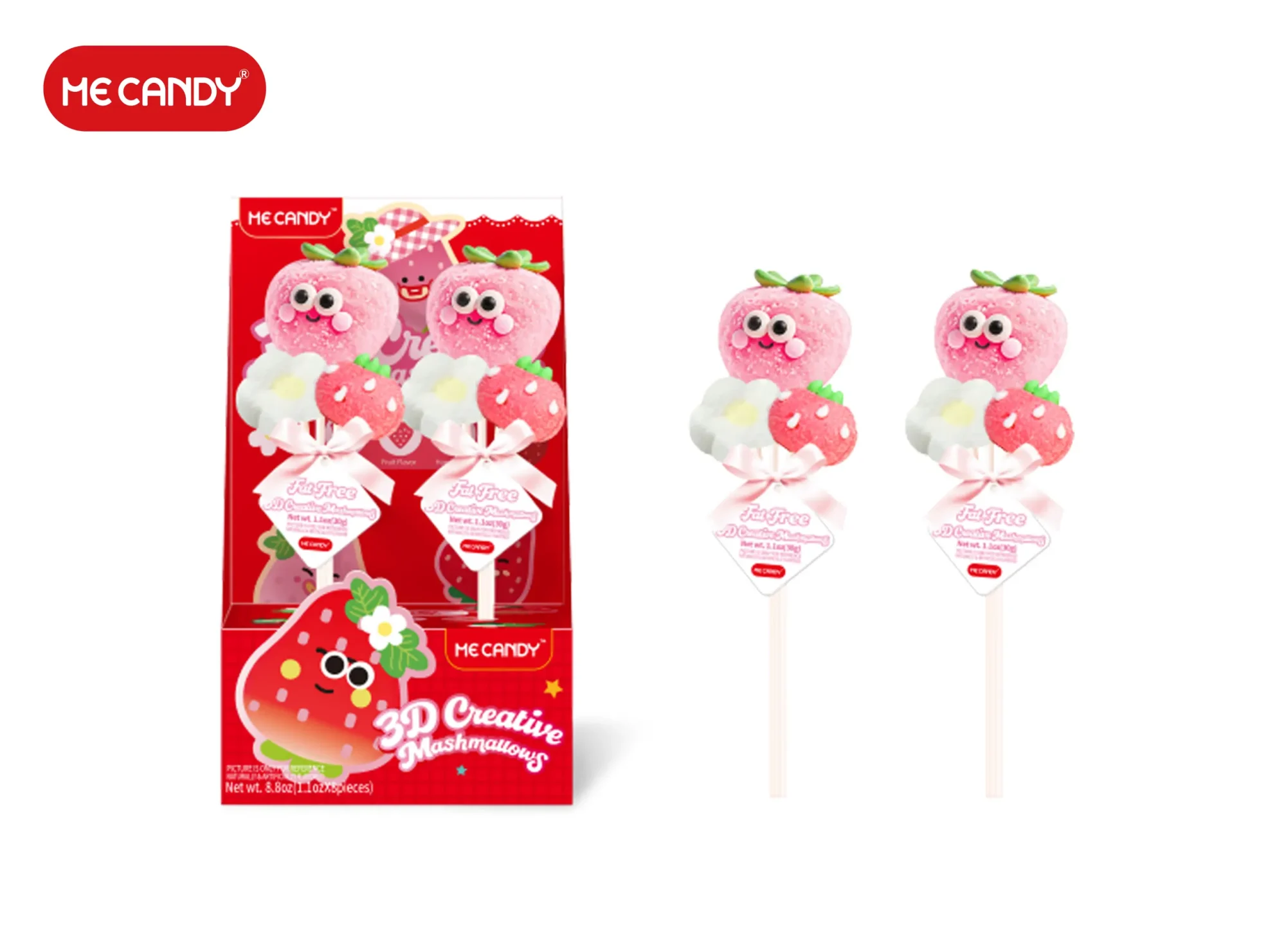 3D Creative Marshmallow - Strawberry Series